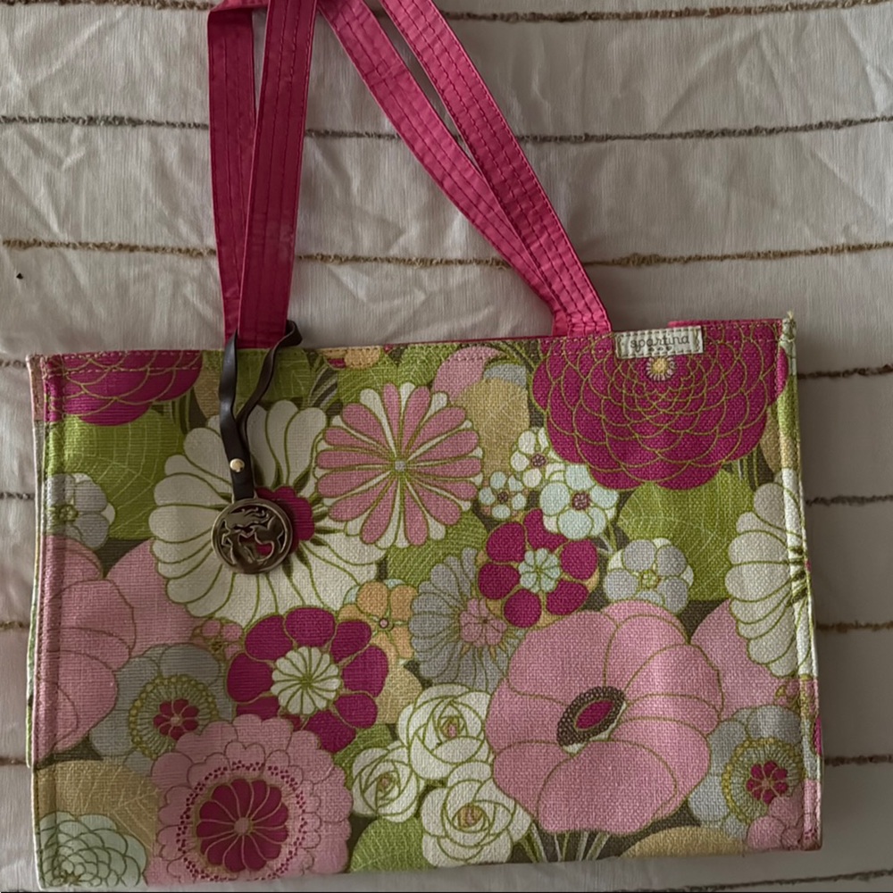 Spartina 449 Pink and Green Floral Tote